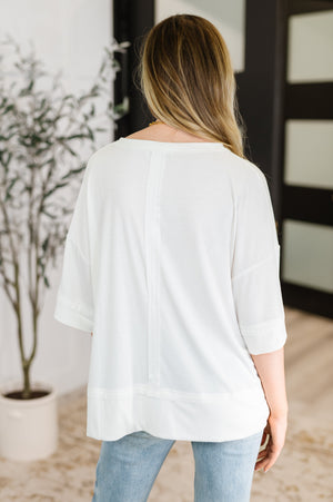 Zenana Stay On Top Relaxed Tee in Off White