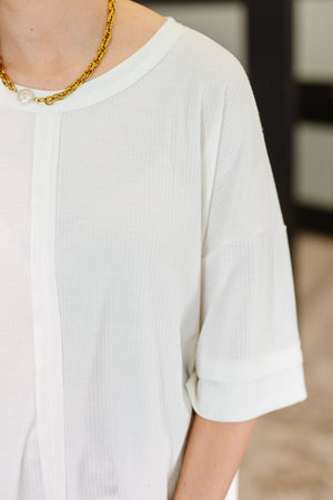 Zenana Stay On Top Relaxed Tee in Off White