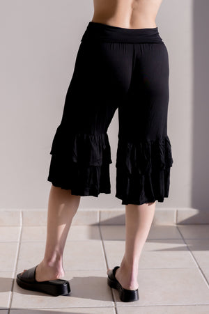 Storm Ruffle Cropped Pants in Black
