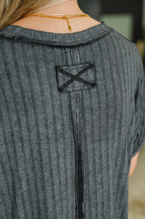 Sunday's Bestie Mineral Wash Top in Ash Black