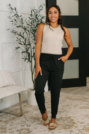 Sweat It High Waisted Joggers in Black