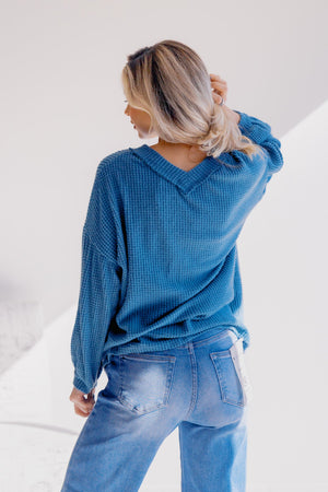 Tidal Texture Long Sleeve V Neck Sweater