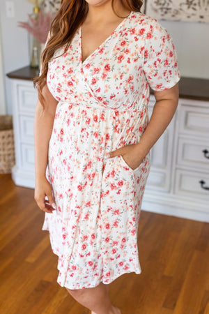 Tinley Dress - Buttery Soft Ivory Rose Floral by Michelle Mae