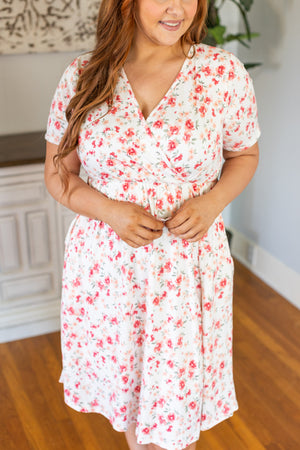 Tinley Dress - Buttery Soft Ivory Rose Floral by Michelle Mae