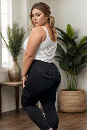 Cargo Yoga Waist Pocket Leggings Black by White Birch