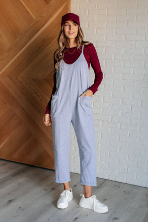 Zenana Totally Me Spaghetti Strap Jumpsuit in Heather Grey