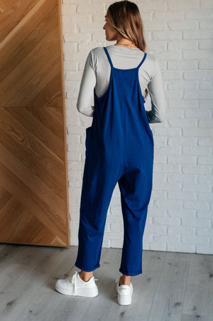 Zenana Totally Me Spaghetti Strap Jumpsuit in Light Navy