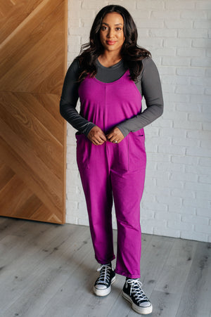 Zenana Totally Me Spaghetti Strap Jumpsuit in Light Plum