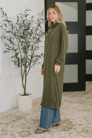 Travel City Scape Turtle Neck Tunic in Olive by Dear Scarlett