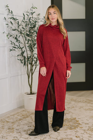 Travel City Scape Turtle Neck Tunic in Wine by Dear Scarlett