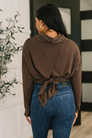 Travel Destination Cowl Neck Pullover in Chocolate by Dear Scarlett