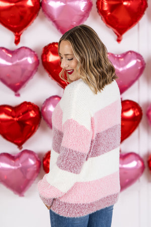 Cozy Block Sweater - Valentines Day Stripes by Michelle Mae