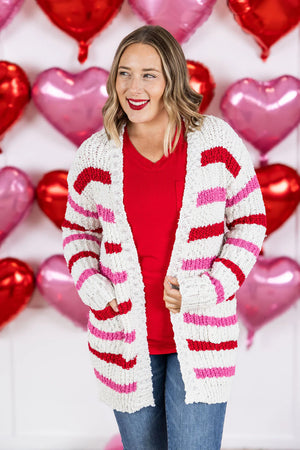 Valentine's Stripe Cardigan by Michelle Mae