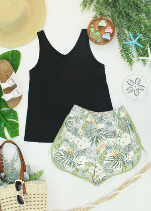 Vera V Neck Tank - Black by Michelle Mae