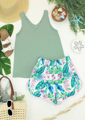Vera V Neck Tank - Sage by Michelle Mae