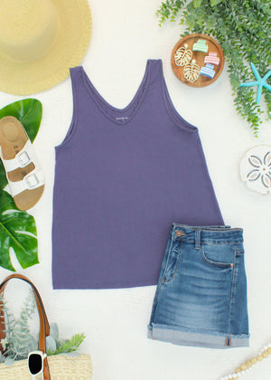 Vera V Neck Tank - Slate Purple by Michelle Mae