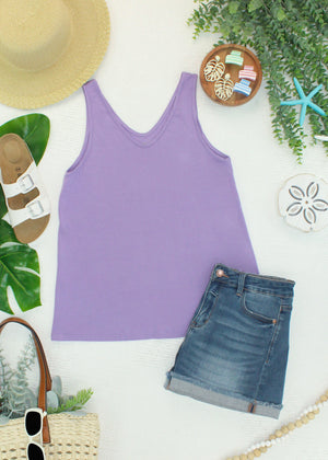 Vera V Neck Tank - Lavender by Michelle Mae