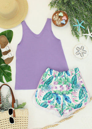 Vera V Neck Tank - Lavender by Michelle Mae