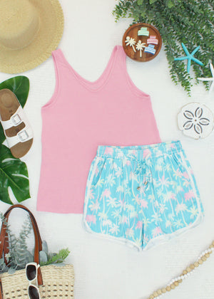 Vera V Neck Tank - Pink by Michelle Mae