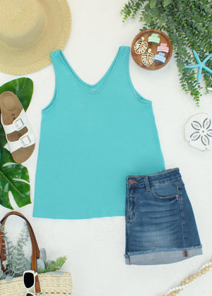 Vera V Neck Tank - Teal by Michelle Mae