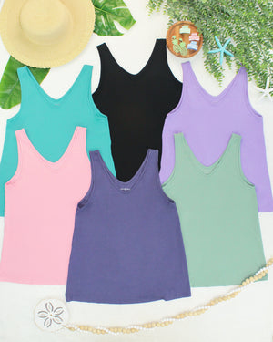 Vera V Neck Tank - Slate Purple by Michelle Mae