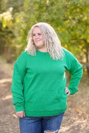 Vintage Wash Pocket Pullover - Green by Michelle Mae