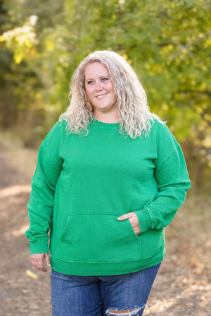 Vintage Wash Pocket Pullover - Green by Michelle Mae