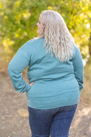 Vintage Wash Pocket Pullover - Teal by Michelle Mae