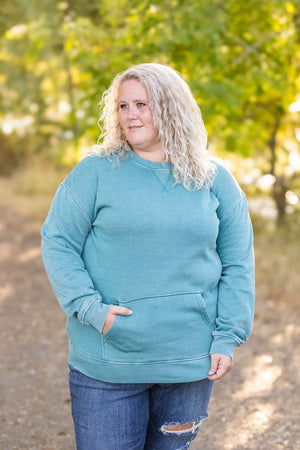 Vintage Wash Pocket Pullover - Teal by Michelle Mae