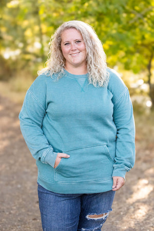 Vintage Wash Pocket Pullover - Teal by Michelle Mae