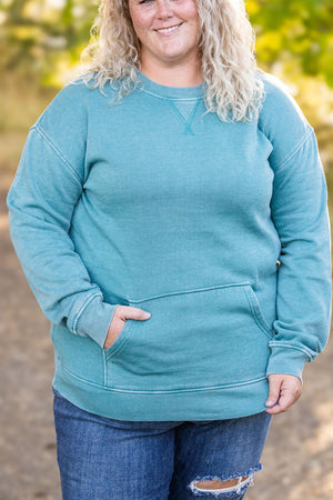 Vintage Wash Pocket Pullover - Teal by Michelle Mae