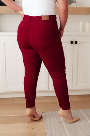 Judy Blue Hi Rise Tummy Control Skinny Jeans Scarlet