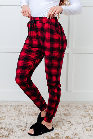 Your New Favorite Buttery Soft Joggers in Red Plaid