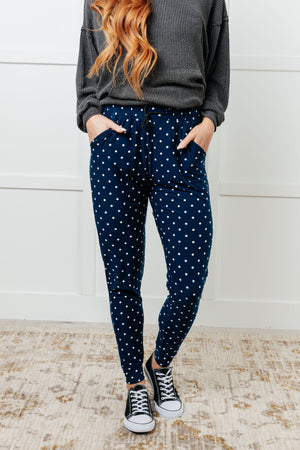 Your New Favorite Buttery Soft Joggers in White Polka Dot