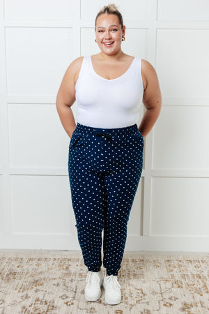 Your New Favorite Buttery Soft Joggers in White Polka Dot