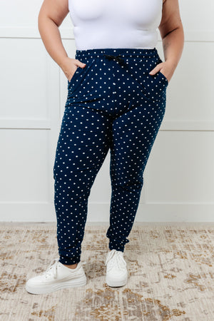 Your New Favorite Buttery Soft Joggers in White Polka Dot