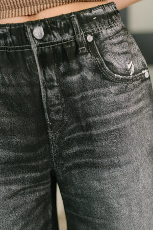 Zenim Printed High Waisted Shorts in Charcoal by Dear Scarlett