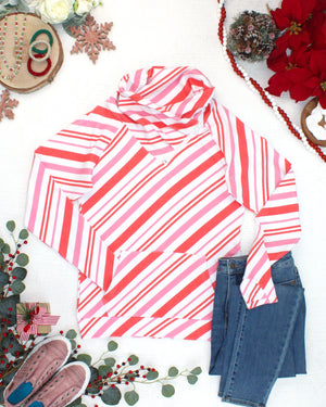 PREBOOK Classic Zoey ZipCowl Sweatshirt - Candy Cane