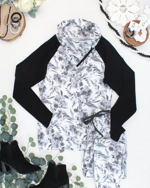 PREBOOK Classic Zoey ZipCowl Sweatshirt - Abstract Monochrome and Black