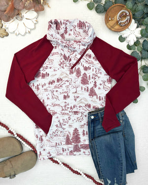 PREBOOK Classic Zoey ZipCowl Sweatshirt - Cranberry Woodland