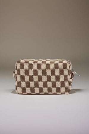 Zenana Checkered Pattern Knitted Cosmetic Pouch - 6 colors