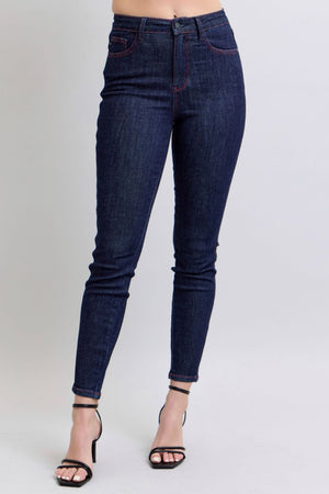 Judy Blue High Waist Heart Shaped Back Pockets Dark Wash Skinny Jeans