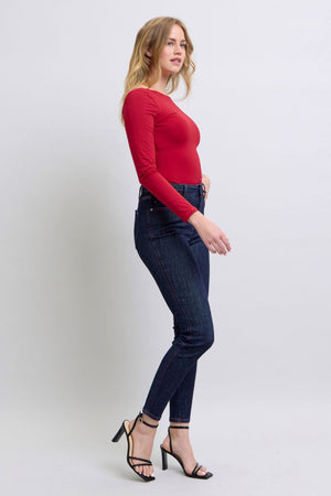 Judy Blue High Waist Heart Shaped Back Pockets Dark Wash Skinny Jeans