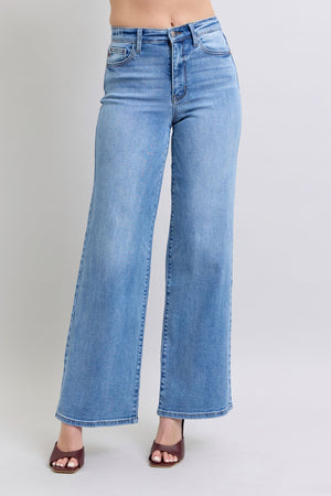 Judy Blue High Waist Wide Leg Vintage Wash Retro Jeans