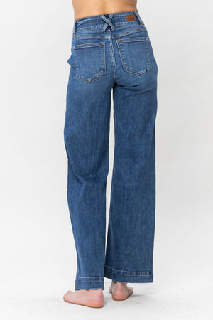 Judy Blue High Waist Double Button Wide Leg Trouser Jeans