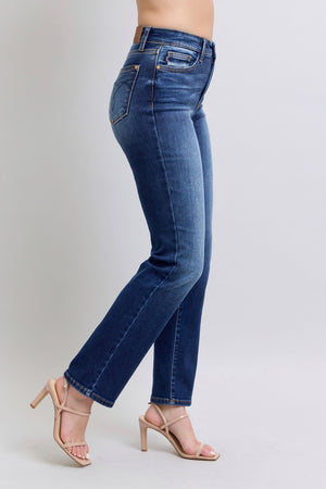 Judy Blue High Waist Vintage Dark Wash Thermal Straight Leg Jeans