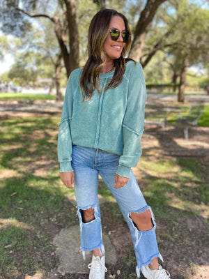 Best Selling Elliott Exposed Seam Sweatshirt in Beige or Black