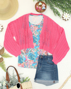 Callie Cropped Cardigan - Pink by Michelle Mae