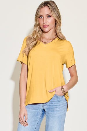 Basic Bae Bamboo  V-Neck High-Low T-Shirt - 5 colors