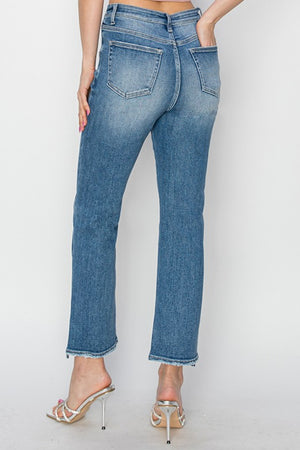 RISEN High Rise Slim Straight Ankle Jeans